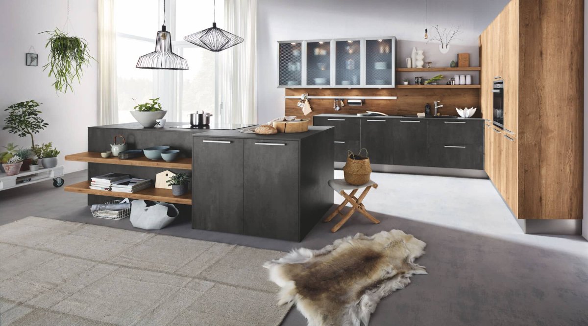 Häcker moderne Inselküche Grafit Alteiche – Bild 2